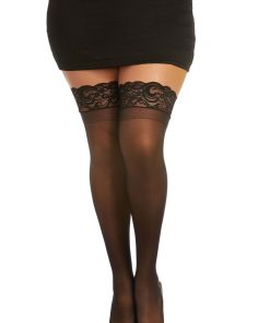 Black Lace Fishnet Pantyhose with High-Waisted Lace Panty and